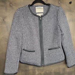 Womens zip up tweed blazer